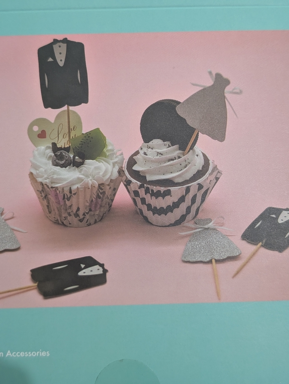 Wedding Cupcake 60 PC Set - Silver & Floral Cupcake Liners and Picks - Picture 3 of 3